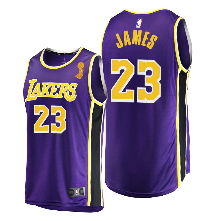 Men's Los Angeles Lakers LeBron James #23 NBA Statement 2020 Replica Finals Champions Purple Basketball Jersey IXT3883RF
